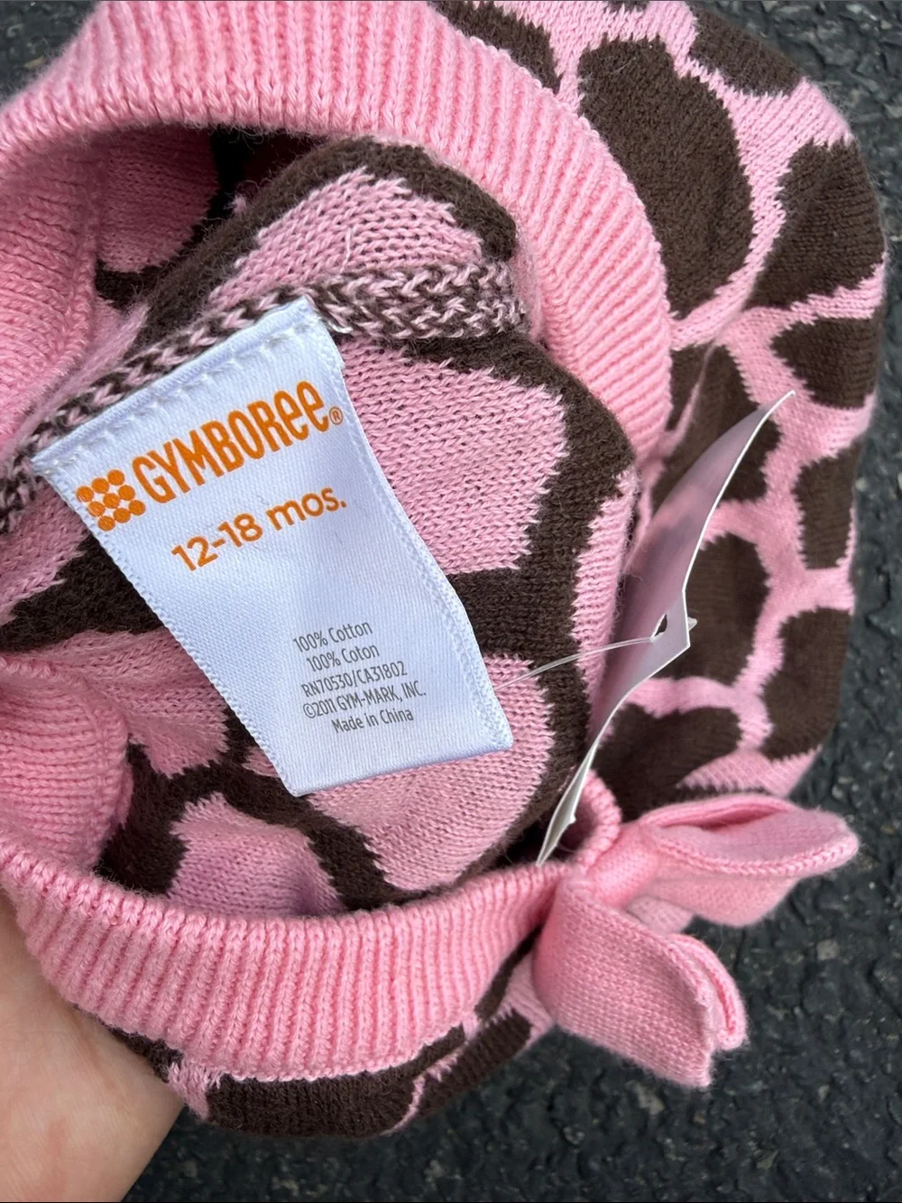 Gymboree Pink and Brown Leopard Knit Beret with Bow